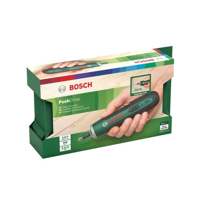 BOSCH PushDrive Cordless Screwdriver - Lithium Ion Battery