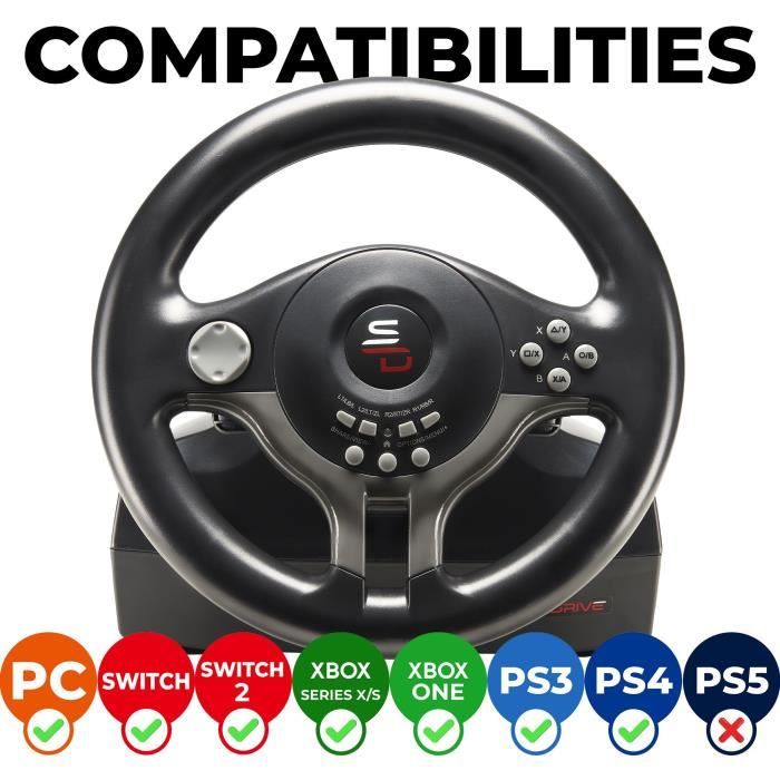 Steering Wheel Driving Wheel - SUBSONIC - Compatible Switch, PS4, Xbox One, PC