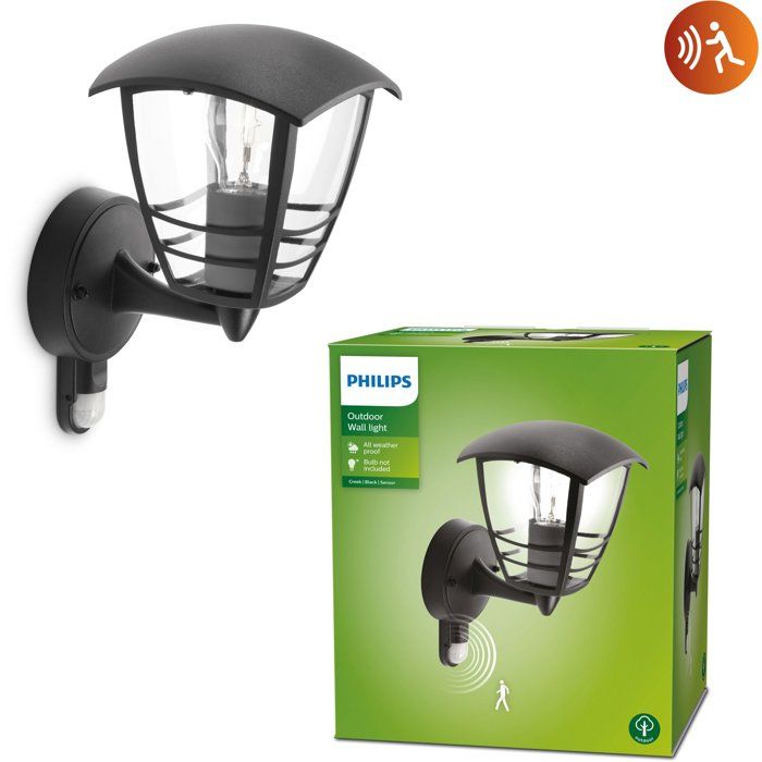 PHILIPS - Rising outdoor wall lamp with Metal Detector H25cm Black Philips