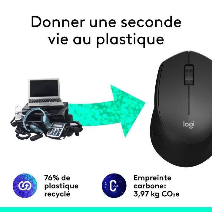 LOGITECH M330 Silent Plus Silent Plus Mouse - Wireless - Black