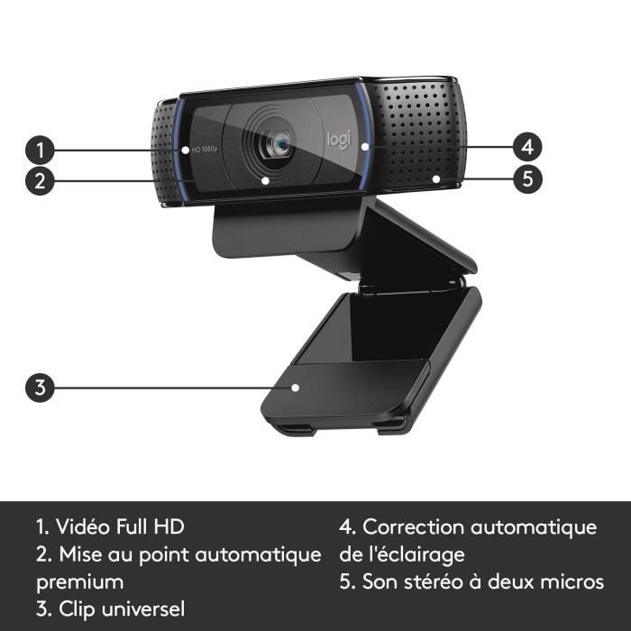 LOGITECH Webcam HD Pro C920 Refresh - Built-in Microphone - Ideal FaceTime and Skype