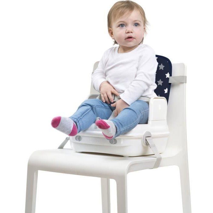 Baby booster seat for dining table - BENBAT - Portable and washable - Easy to fold - Adjustable safety harness - Navy
