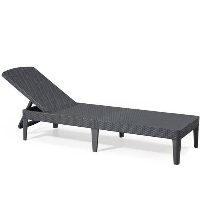 ALLIBERT JAIPUR sunlounger - 4 positions - Woven resin imitation - Graphite