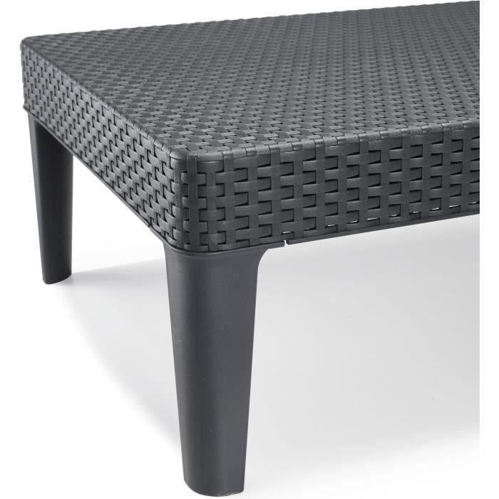 ALLIBERT JAIPUR sunlounger - 4 positions - Woven resin imitation - Graphite
