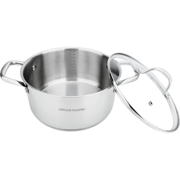 AM0073 Arthur Martin Stockpot 32 cm with lid Stainless Steel All heat sources including induction