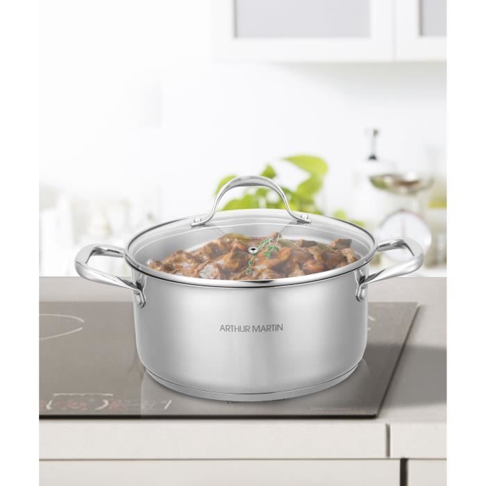 AM0073 Arthur Martin Stockpot 32 cm with lid Stainless Steel All heat sources including induction