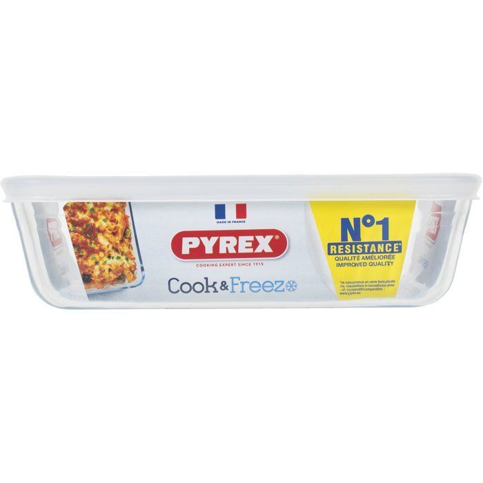 PYREX - 242P000 / 7046 - Rectangular dish with lid - 22cm * 17 cm - Pyrex Cook & Freeze