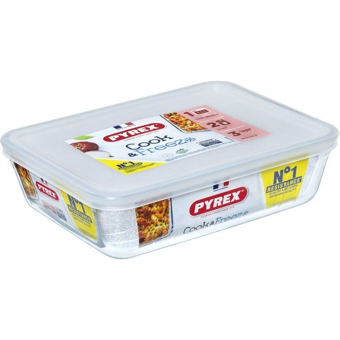 PYREX - 242P000 / 7046 - Rectangular dish with lid - 22cm * 17 cm - Pyrex Cook & Freeze