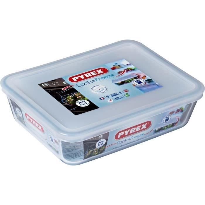 PYREX - 242P000 / 7046 - Rectangular dish with lid - 22cm * 17 cm - Pyrex Cook & Freeze