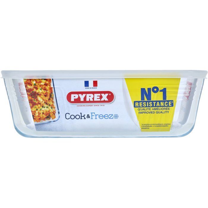 PYREX - 244P000 / 7043 - Rectangular dish with lid - 27cm * 22 cm - Pyrex Cook & Freeze