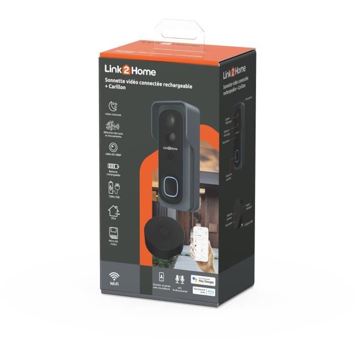 Connected Doorbell Kit - LINK2HOME - Wi-Fi - Two-way Audio - Wireless Chime - 8 GB SD