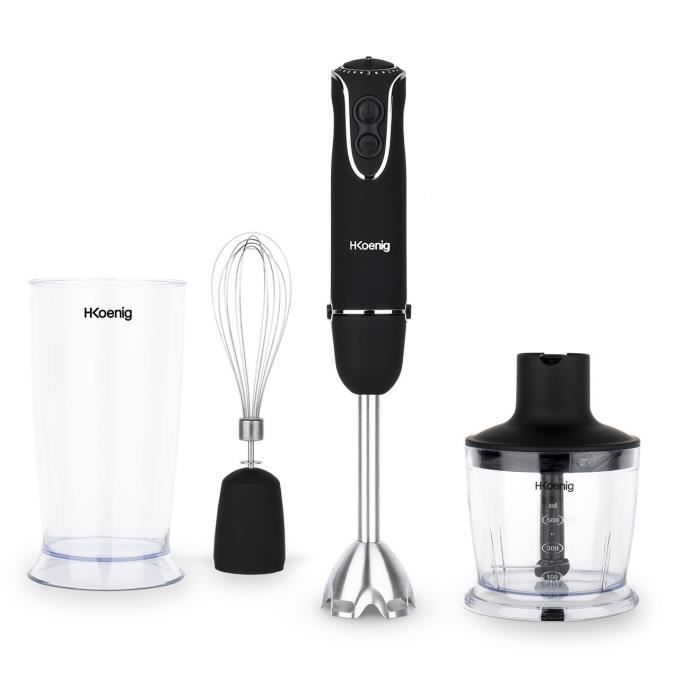 3 in 1 hand blender - H.Koenig - MIX75 - 850 W - 5 speeds + Turbo - Stainless steel blades - Accessories included