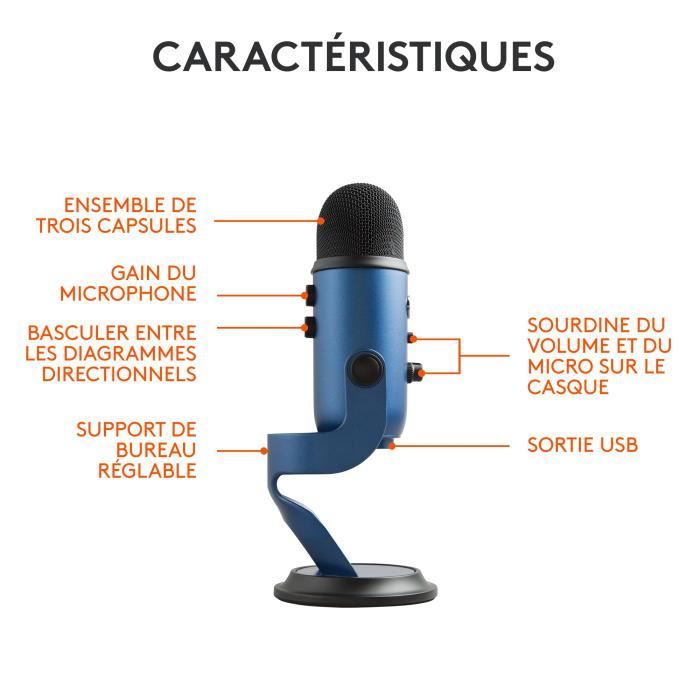 USB Microphone - Blue Yeti - For Recording, Streaming, Gaming, Podcast on PC or Mac - Blue