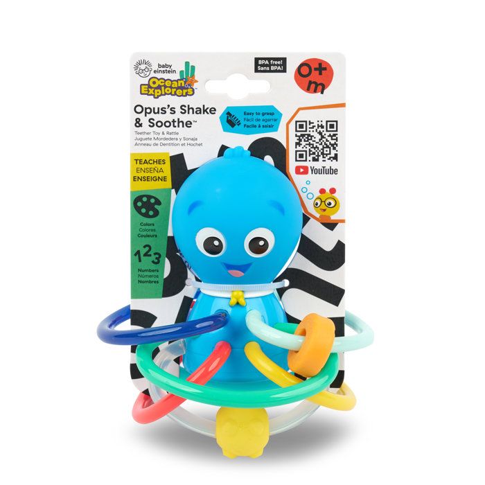 BABY EINSTEIN Ocean Explorers Opus' Shake & Soothe Teethers, toy and rattle, from birth