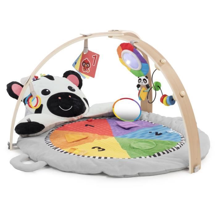 BABY EINSTEIN Zen's Activity Milestones play mat with wooden bar, multisensory toys, from birth