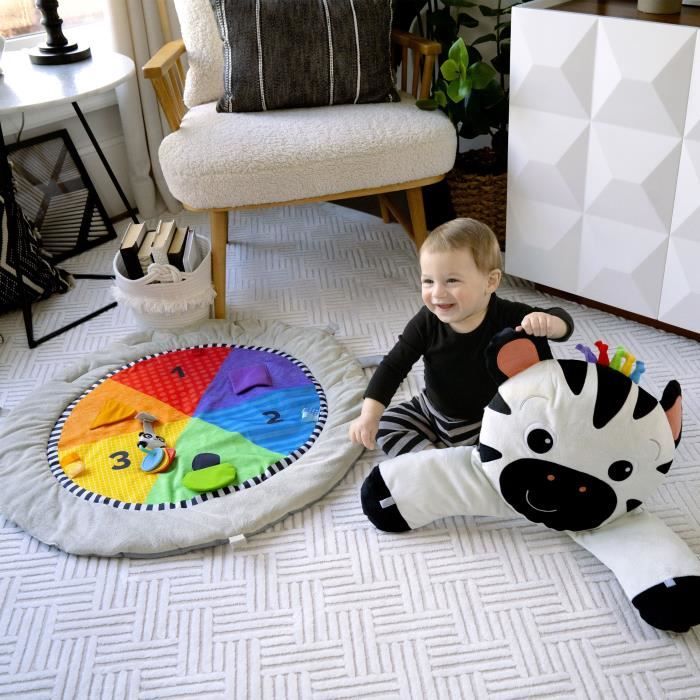 BABY EINSTEIN Zen's Activity Milestones play mat with wooden bar, multisensory toys, from birth