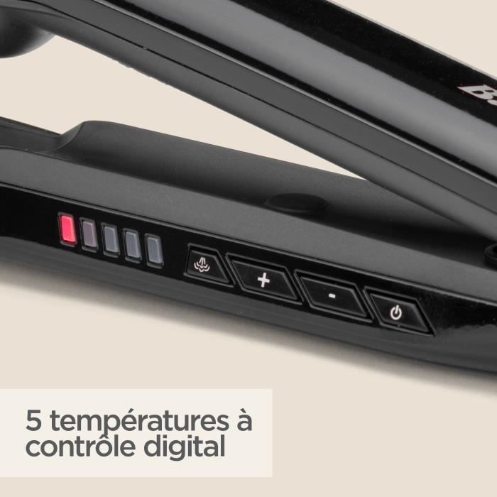BaByliss ST496E - BaByliss Steam shine steam straightener - 5 temperatures up to 230 ° C - Ionic function - 39 mm ceramic plates