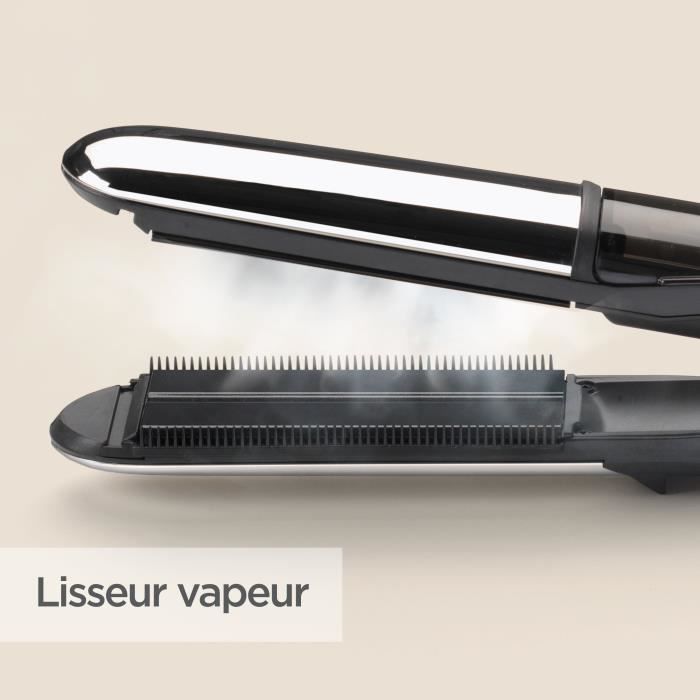 BaByliss ST496E - BaByliss Steam shine steam straightener - 5 temperatures up to 230 ° C - Ionic function - 39 mm ceramic plates