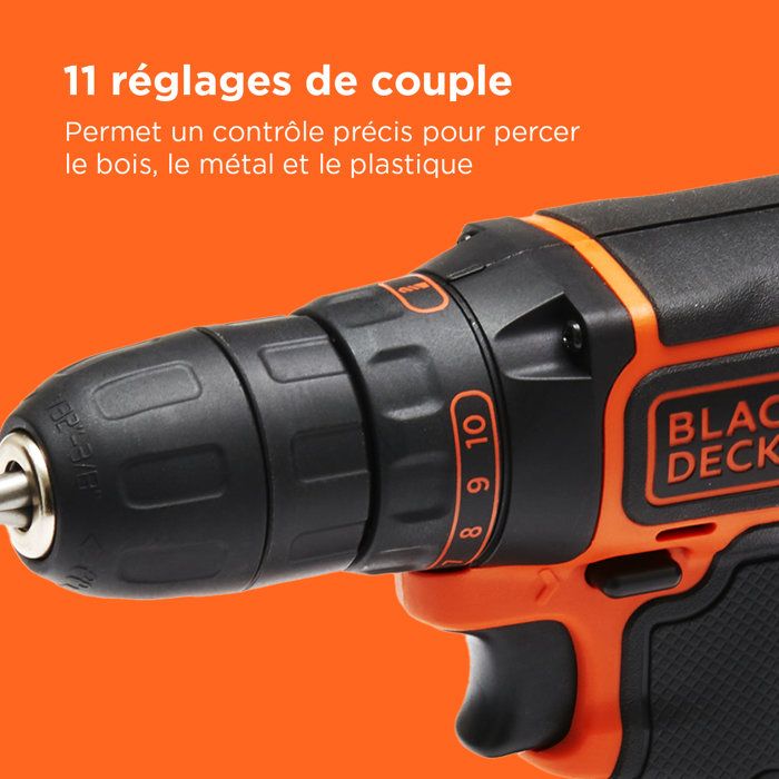 BLACK & DECKER BDCDC18BAFC - Drill-driver - Li Ion 2x18 V battery + 80 accessories - Orange