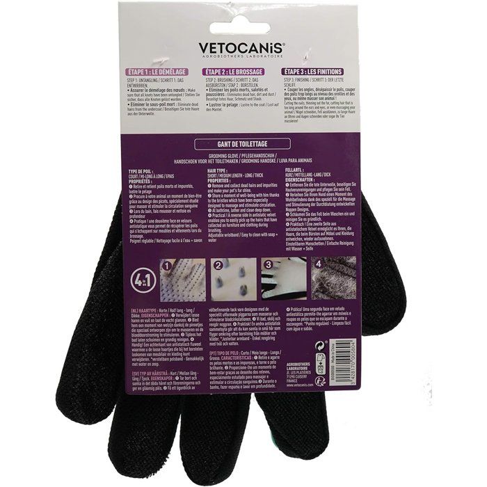 VETOCANIS 4in1 silicone grooming glove for cats and dogs