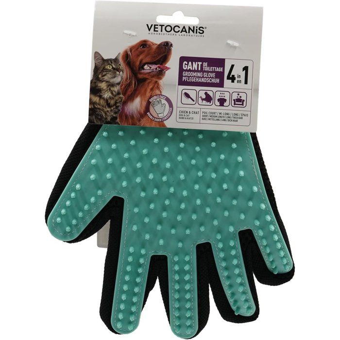 VETOCANIS 4in1 silicone grooming glove for cats and dogs