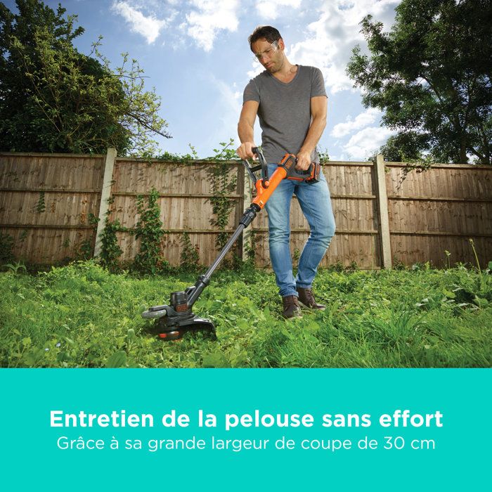 BLACK & DECKER POWERCOMMAND 18V LITHIUM Cordless 30cm String Trimmer - 4Ah - 1 battery - 1 spool of 10m 1.6mm line - 1 charger
