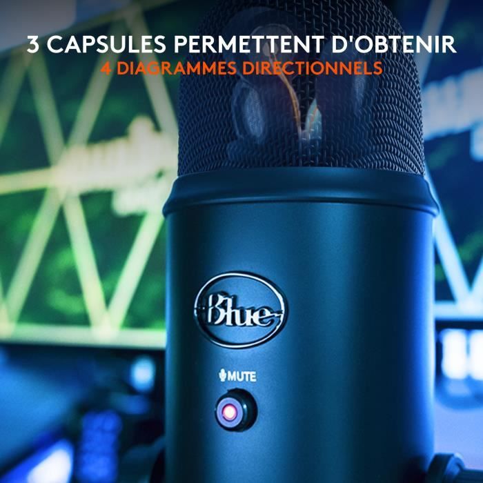 USB Microphone - Blue Yeti - For Recording, Streaming, Gaming, Podcast on PC or Mac - Black
