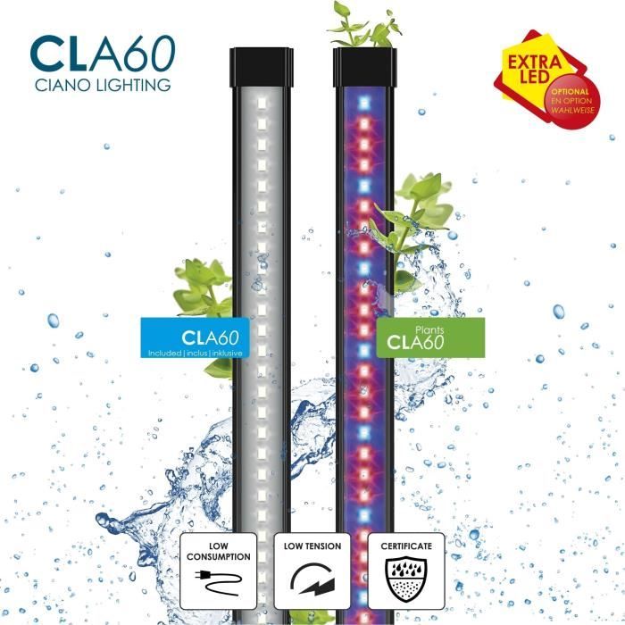 Aquarium 60 - CIANO - 58 L + Filter + LED + Heater + Consumables - White