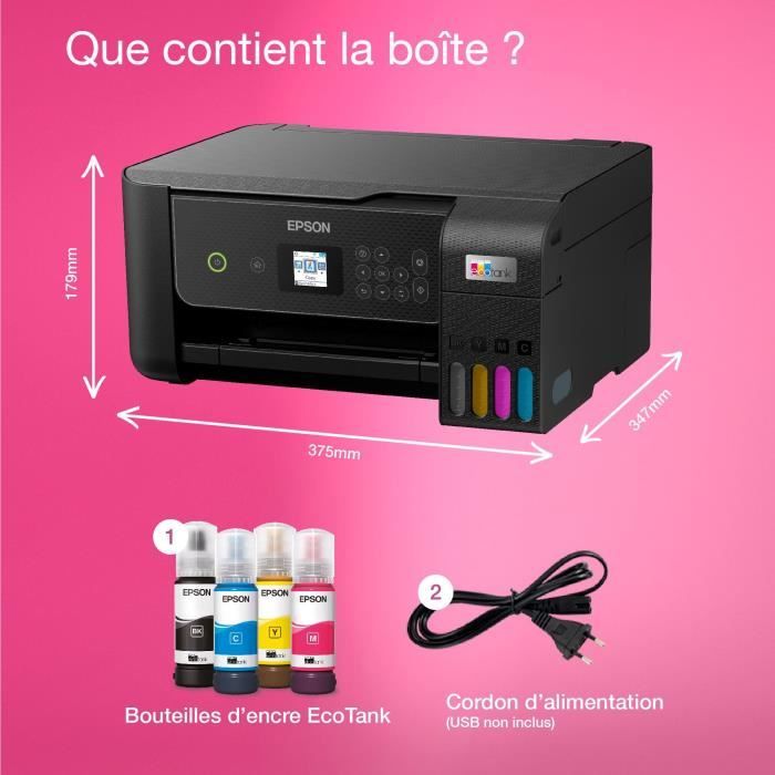 A4 Multifunction Printer - EPSON - Ecotank ET-2870 - Wi-Fi - Ink Tanks - 3 Years Ink Included