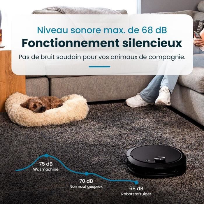 EZICLEAN All-in-one Z10 Plus Connected Robot Vacuum Cleaner with Emptying Base - 240 min - 6000pa - 180m² - 1.5L
