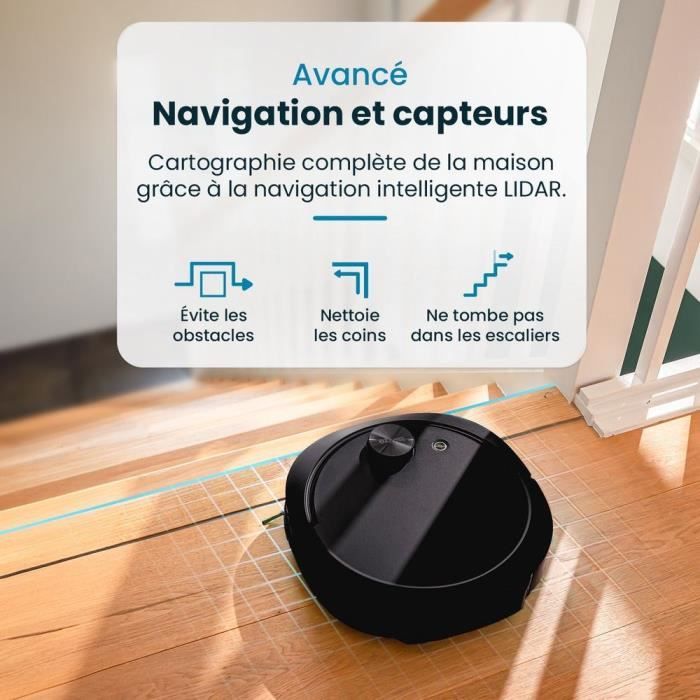 EZICLEAN All-in-one Z10 Plus Connected Robot Vacuum Cleaner with Emptying Base - 240 min - 6000pa - 180m² - 1.5L