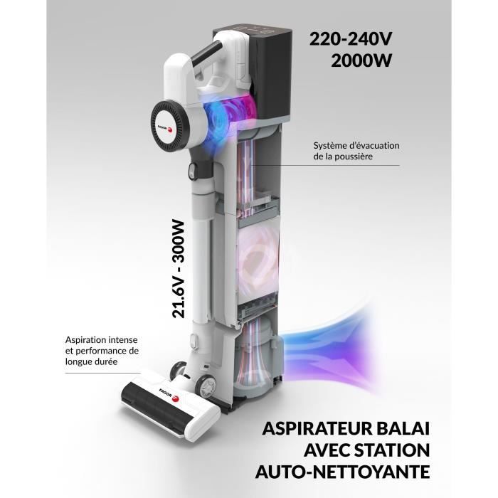 in 1 cordless broom vacuum cleaner - FAGOR FG6415 - 300W - With self-cleaning base - Flexible tube - 3 speeds - Autonomy 60 min