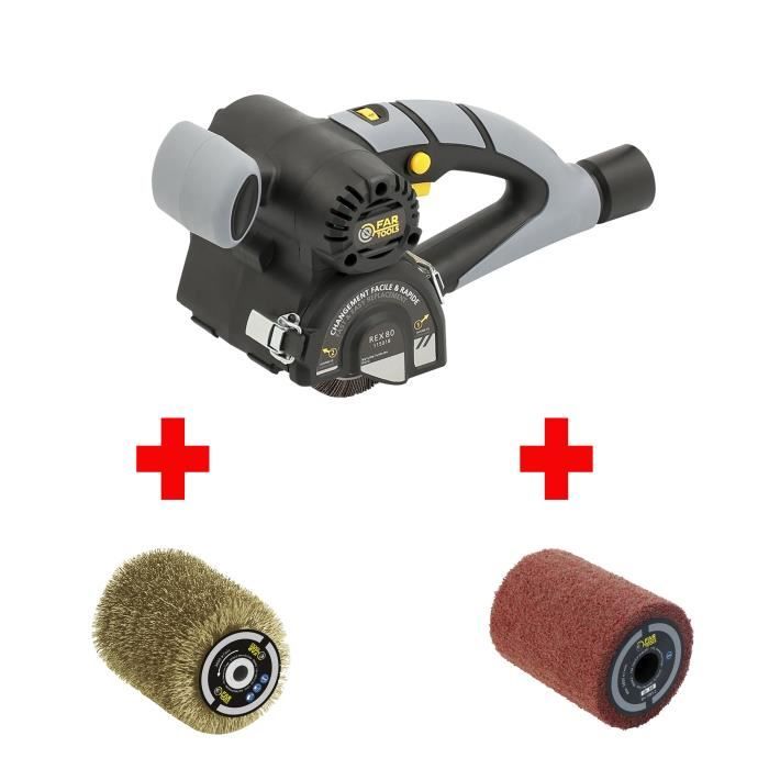 FARTOOLS PACK REX80 COMPACT RENOVATOR + BRASS WIRE BRUSH + + SYNTHETIC FIBER BRUSH