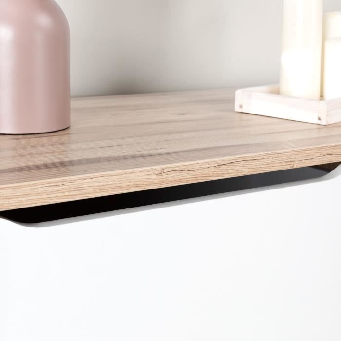 FINLAND VANKKA Scandinavian chest of drawers in oak and matt white + legs in solid wood - L 80 cm