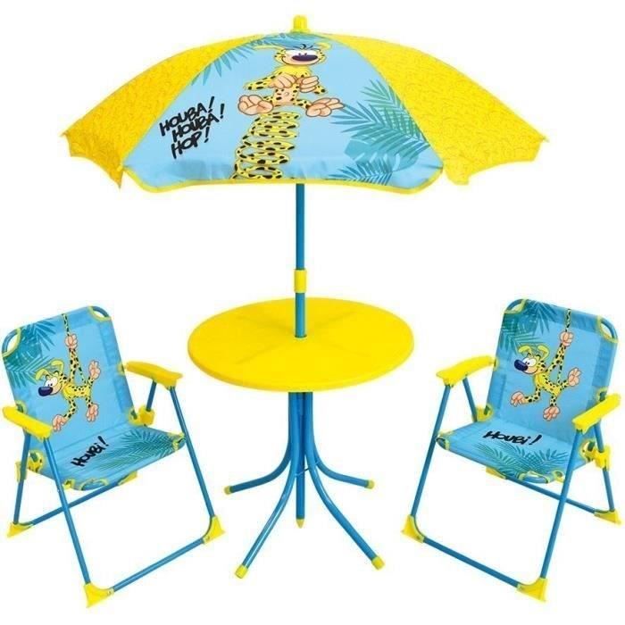 MARSUPILAMI Garden furniture for children including 1 table, 2 folding chairs and 1 parasol