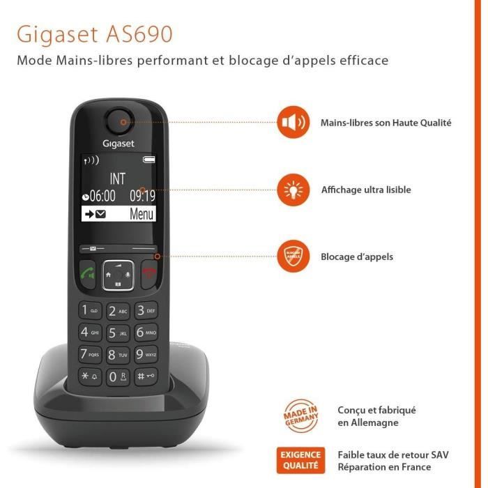 GIGASET Landline Phone AS690 Black