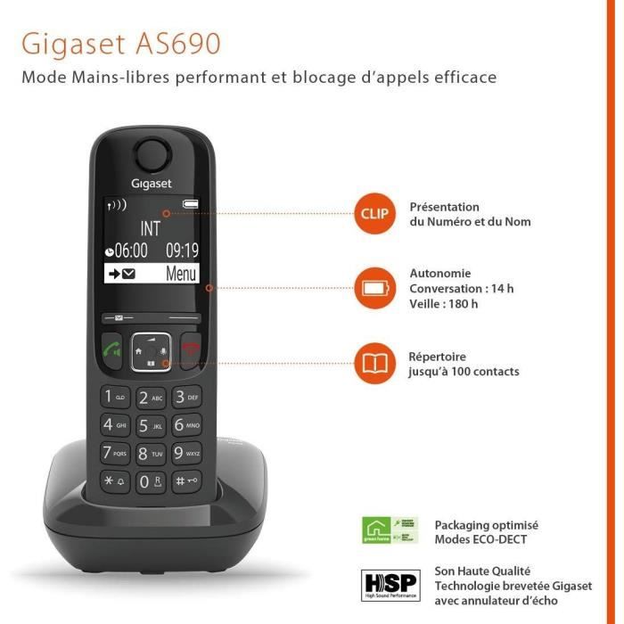 GIGASET Landline Phone AS690 Black