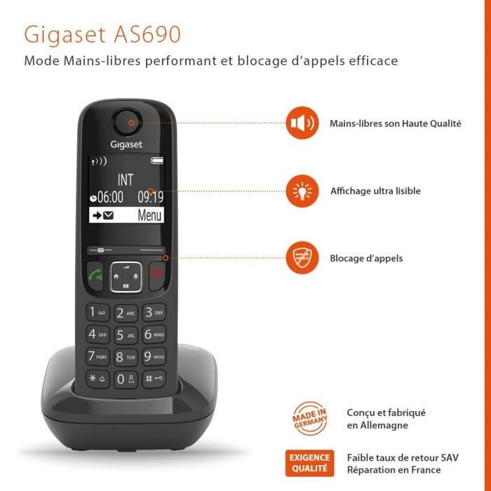 GIGASET Landline Phone AS690 Trio Black