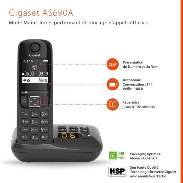 GIGASET Landline Phone AS690 A Quattro Black