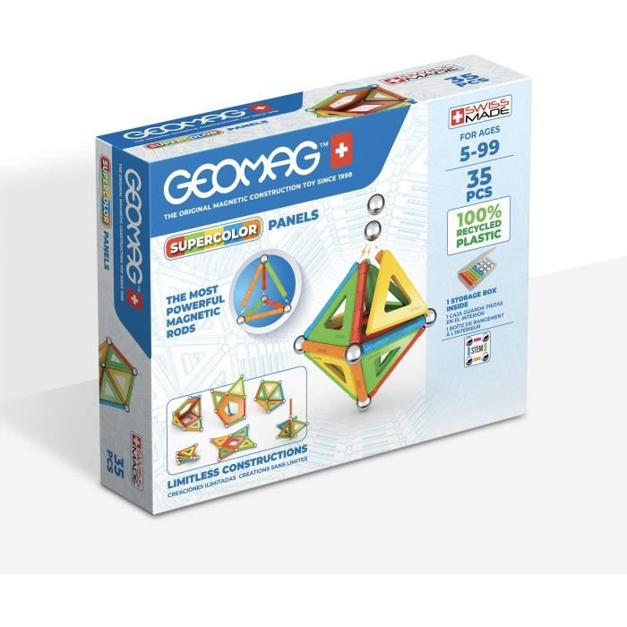 GEOMAG CLASSIC, SUPERCOLOR PANELS 35 pcs, magnetic construction, educational games, Toy for children aged 5, GMS01