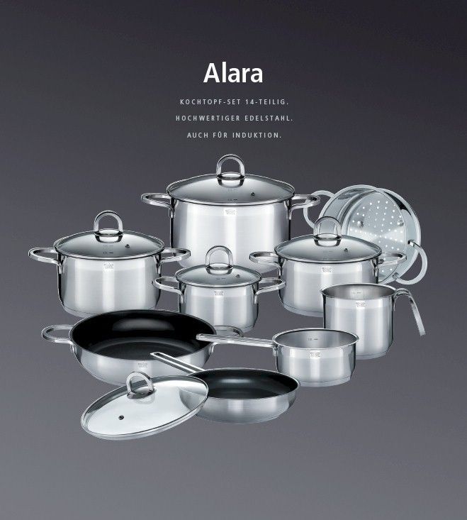 GSW Alara - Stainless steel cookware set 14 pieces - All heat sources including induction