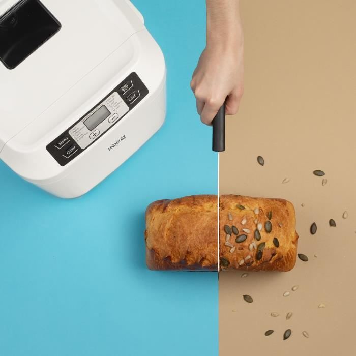 H.KoeNIG BAKE340 - Bread maker with seeds - 12 programs - 3 cooking levels - 550W - 2 sizes: 650 or 800g - LCD screen