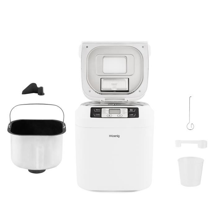 H.KoeNIG BAKE340 - Bread maker with seeds - 12 programs - 3 cooking levels - 550W - 2 sizes: 650 or 800g - LCD screen