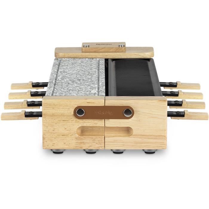 3 in 1 raclette machine WOD360 HKoeNIG: raclette + cooking stone + grill - 8 people - Cooking surface 41.5 x 21.2 cm - 1400W