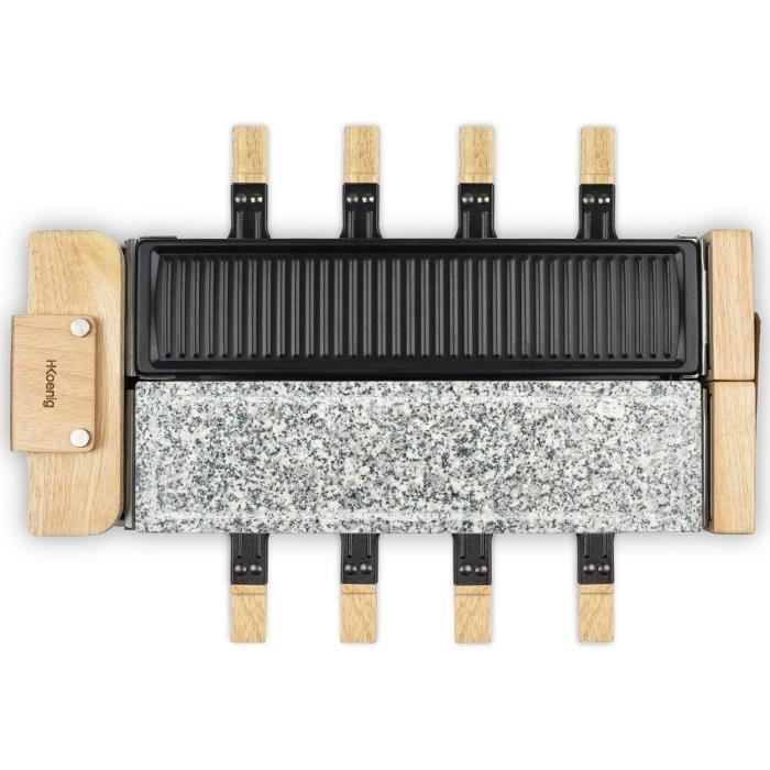 3 in 1 raclette machine WOD360 HKoeNIG: raclette + cooking stone + grill - 8 people - Cooking surface 41.5 x 21.2 cm - 1400W