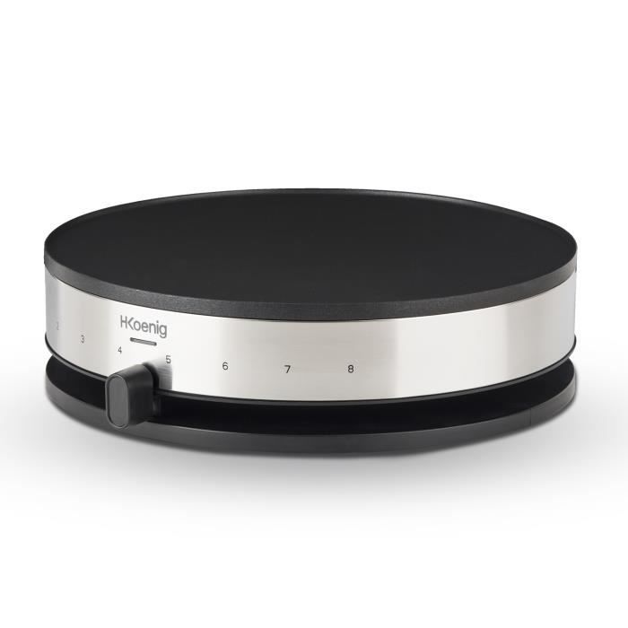 HKoeNIG KREP29 Crepiere 33cm - Temperature up to 230 ° C - 1300W - Non-stick coating - Heating indicator - Stainless steel band
