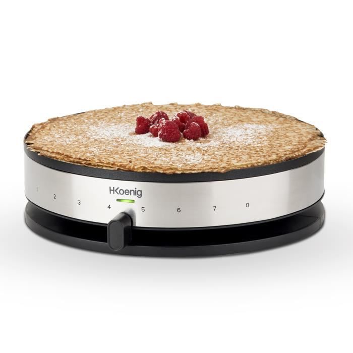 HKoeNIG KREP29 Crepiere 33cm - Temperature up to 230 ° C - 1300W - Non-stick coating - Heating indicator - Stainless steel band