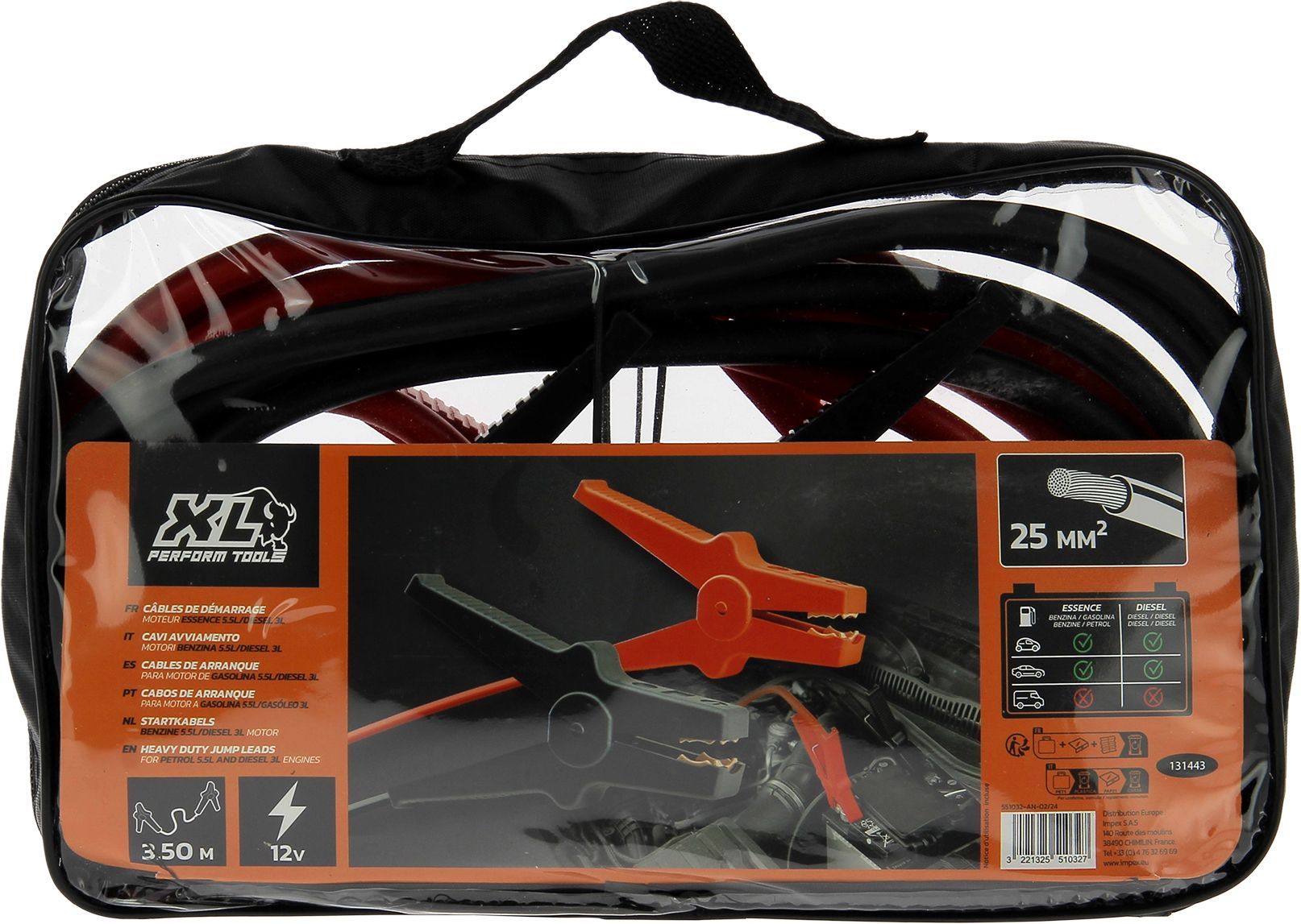 XL PERFORM TOOLS 25mm² DIN starting cables - Diesel engine 5,5l - 25mm²x 3m