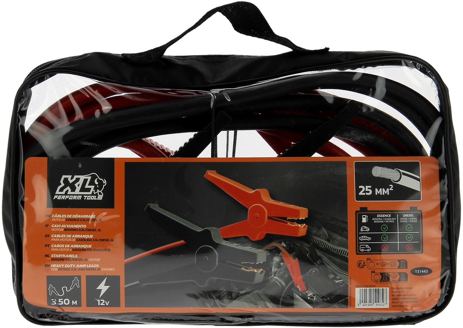 XL PERFORM TOOLS 25mm² DIN starting cables - Diesel engine 5,5l - 25mm²x 3m
