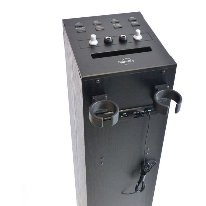 Inovalley HP49CD - Bluetooth sound tower - CD player and Karaoke function - 100W - FM radio - USB port - Aux-in input - Black